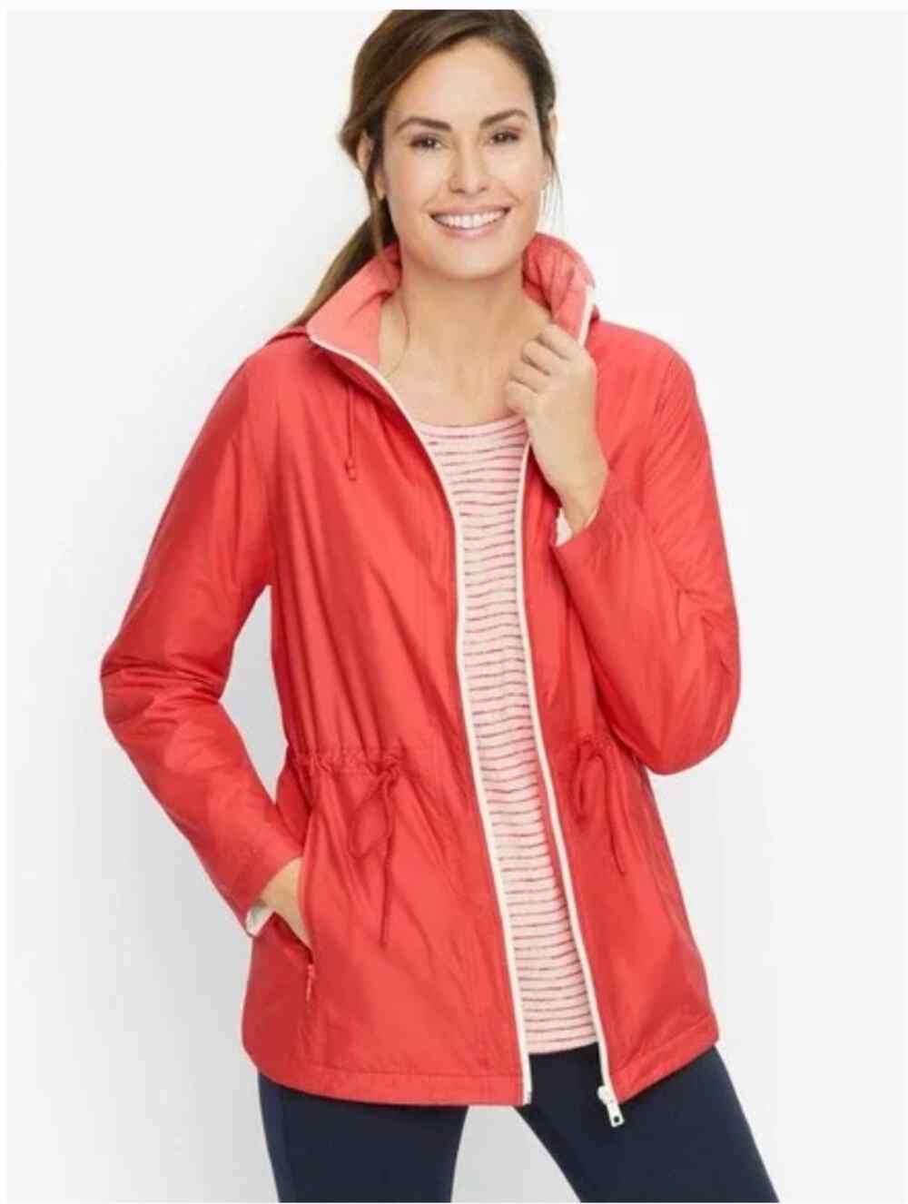 T BY TALBOTS Pink Fleece Lined Spring Water Resistant Jacket // XS Petite